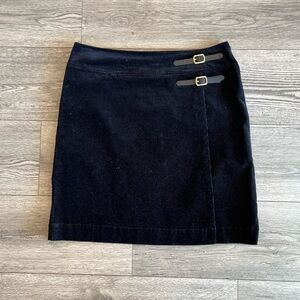 Charter Club Women’s Fold Over Skirt Faux Leather Buckle Black Size 6 Petite